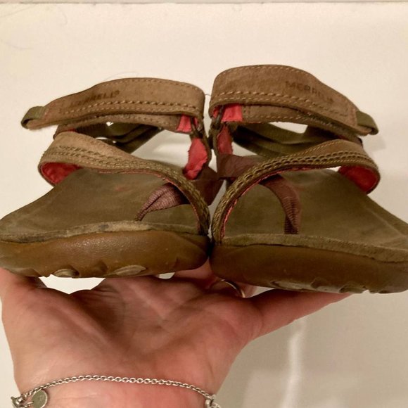 Merrell Kangaroo Sandals with Velcro Closure, SZ 8, Brown - Picture 9 of 10